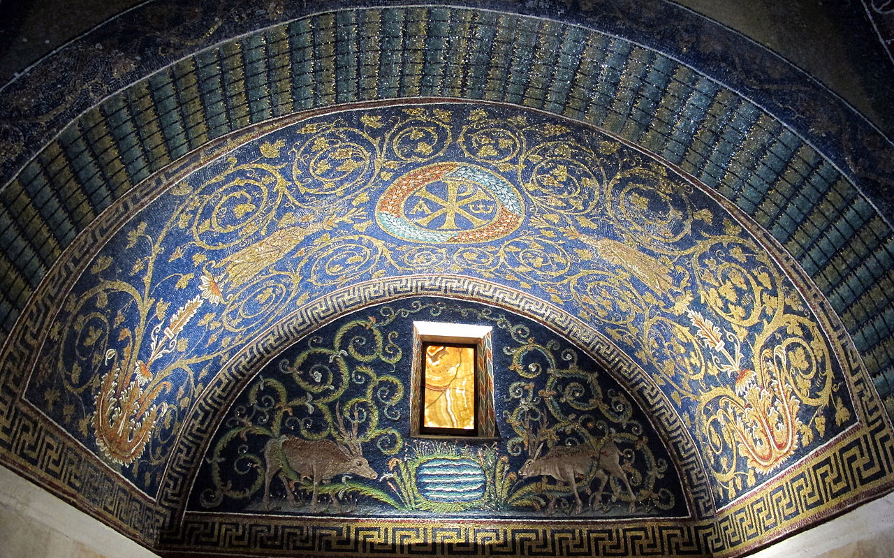 La lunetta dei cervi alla fonte nel mausoleo di Galla Placidia